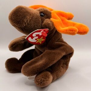 Ty Plush Moose with Bright Orange Antlers (1993)